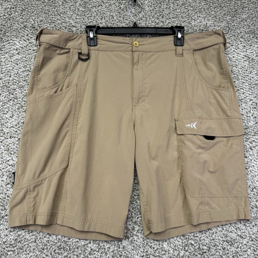 Kastking Cargo Fishing Shorts Men's Sixe 42 Tan Vented Performance Stretch Waist
